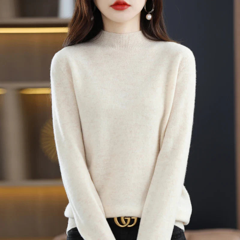 Damen Winterpullover mit hohem Rundhalsausschnitt
