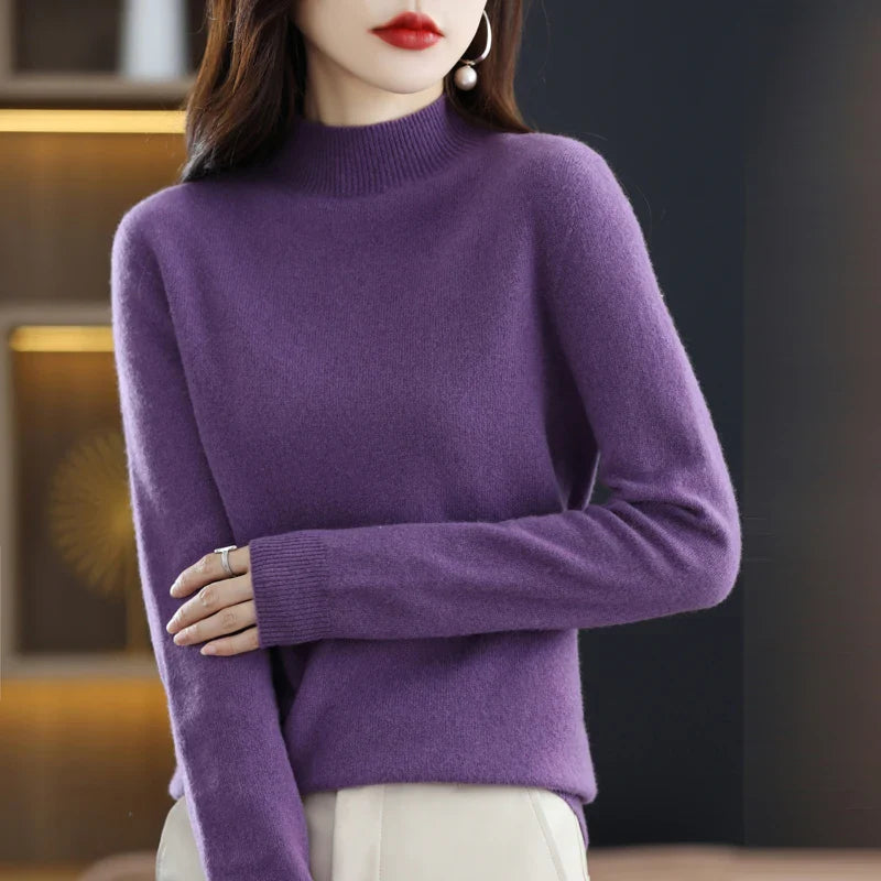 Damen Winterpullover mit hohem Rundhalsausschnitt