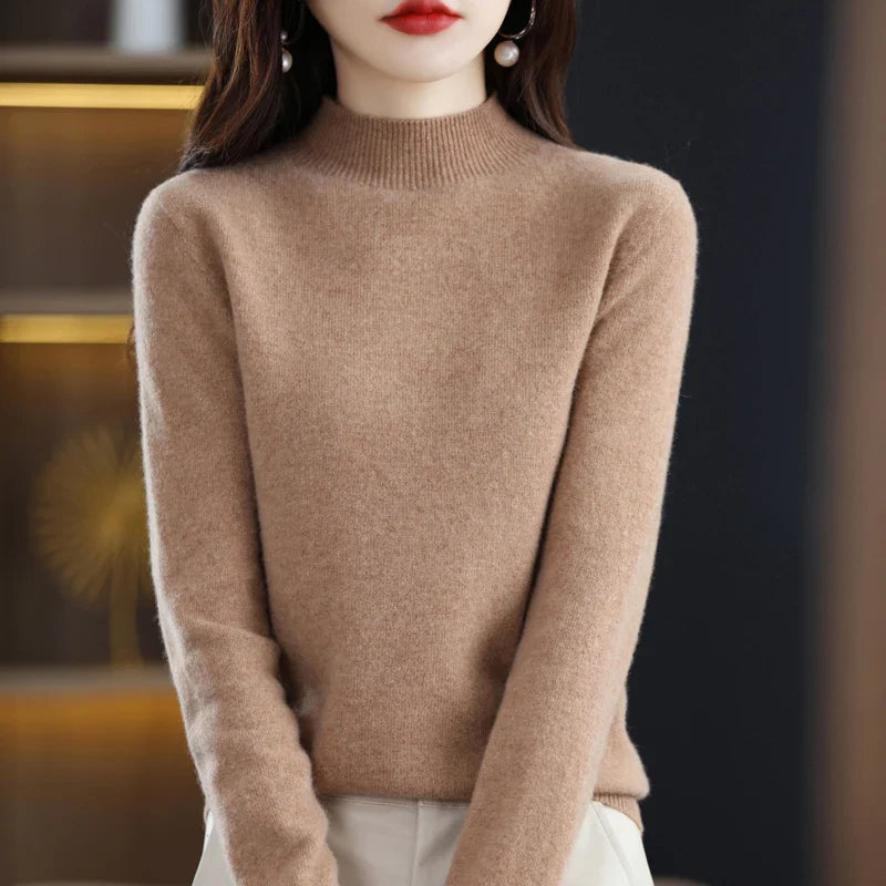 Damen Winterpullover mit hohem Rundhalsausschnitt