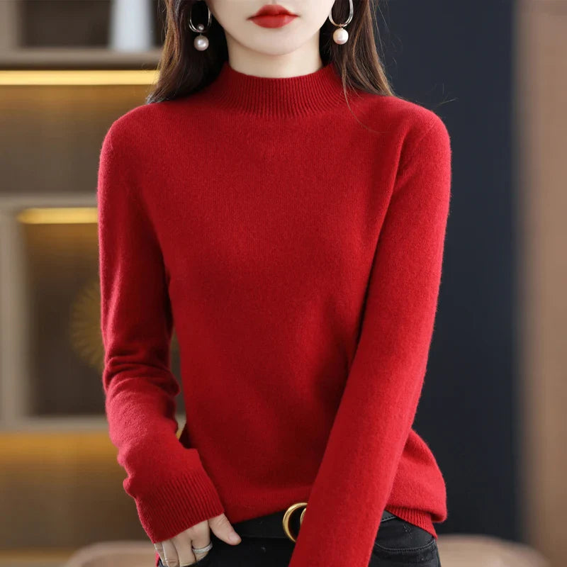 Damen Winterpullover mit hohem Rundhalsausschnitt
