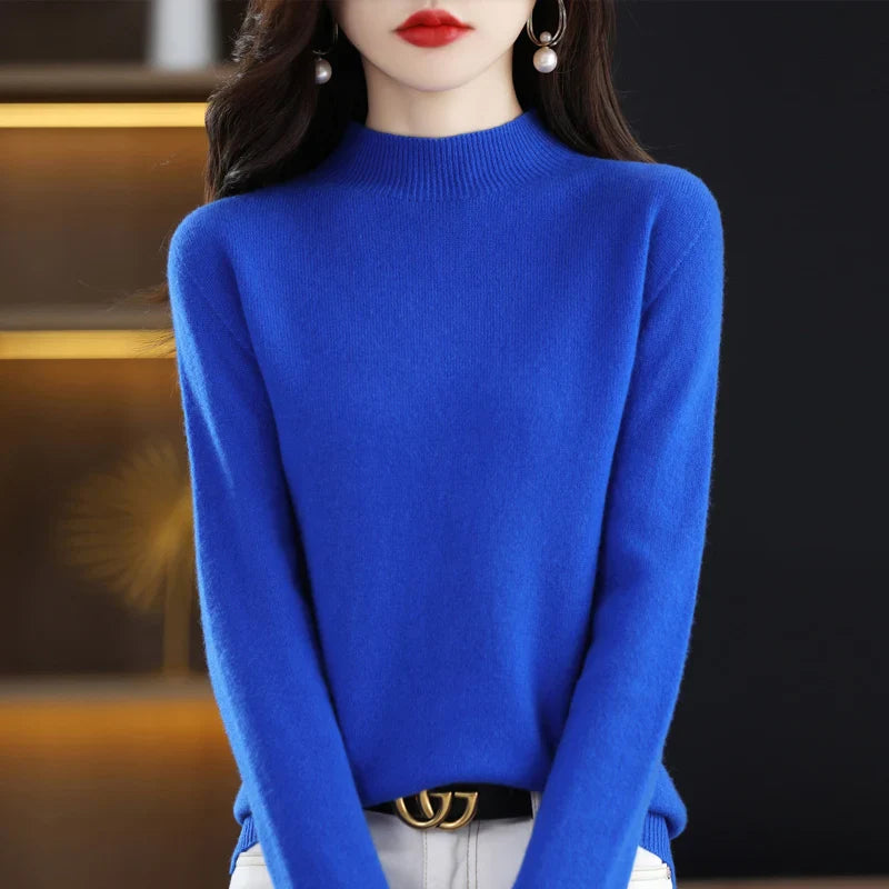 Damen Winterpullover mit hohem Rundhalsausschnitt