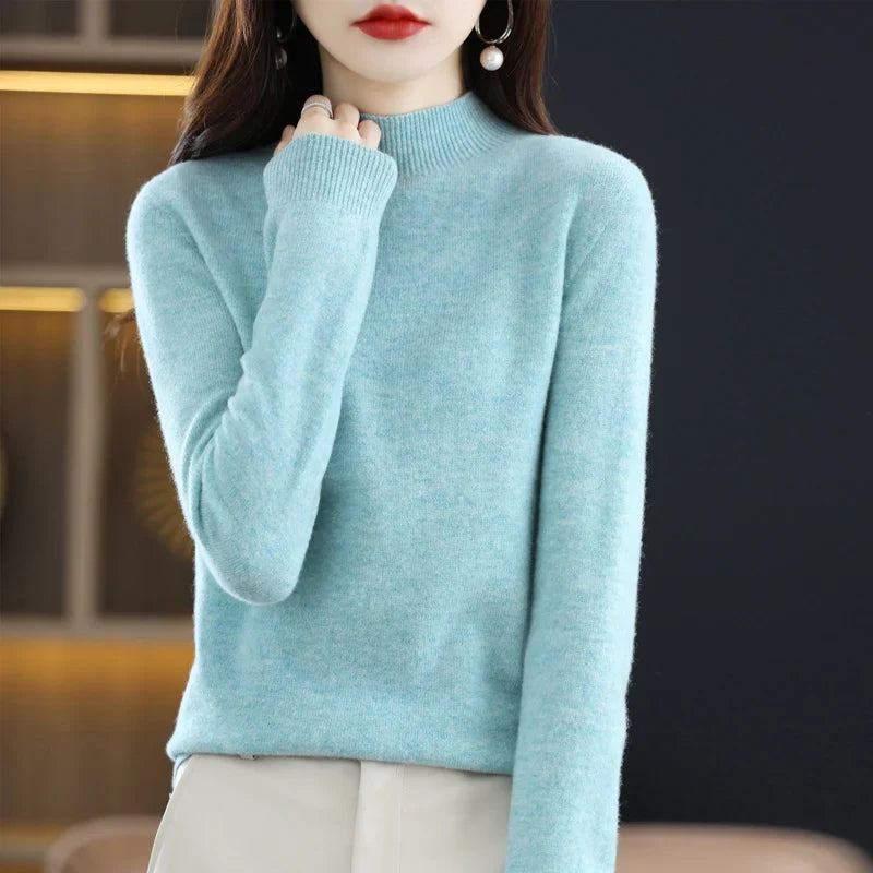 Damen Winterpullover mit hohem Rundhalsausschnitt