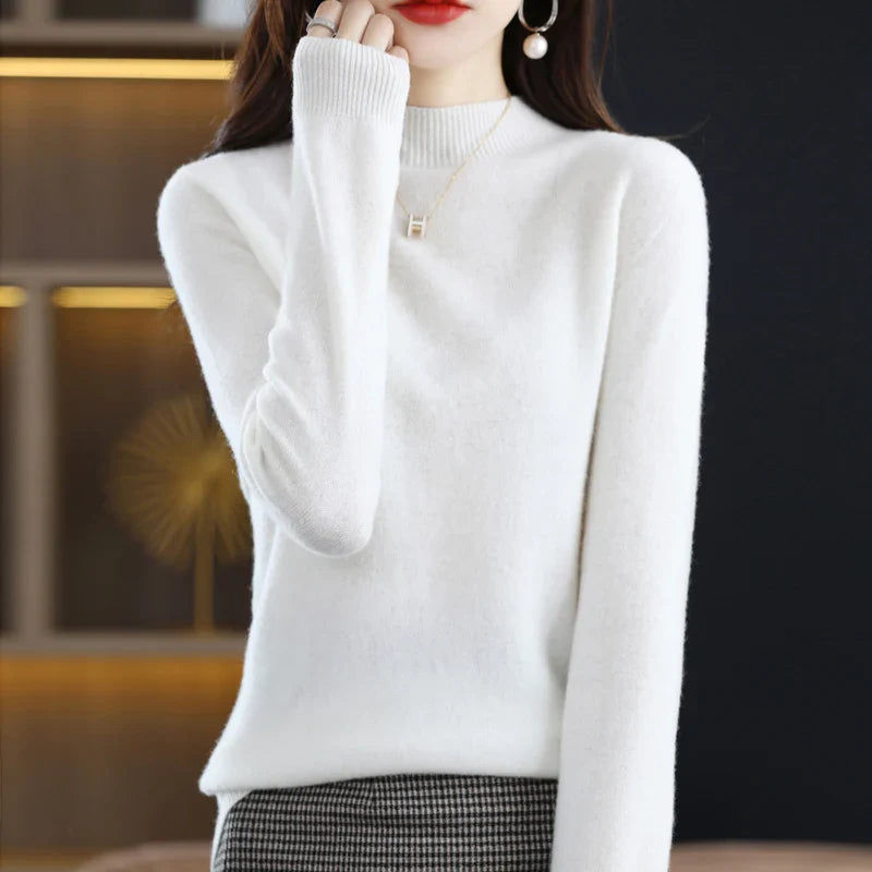 Damen Winterpullover mit hohem Rundhalsausschnitt