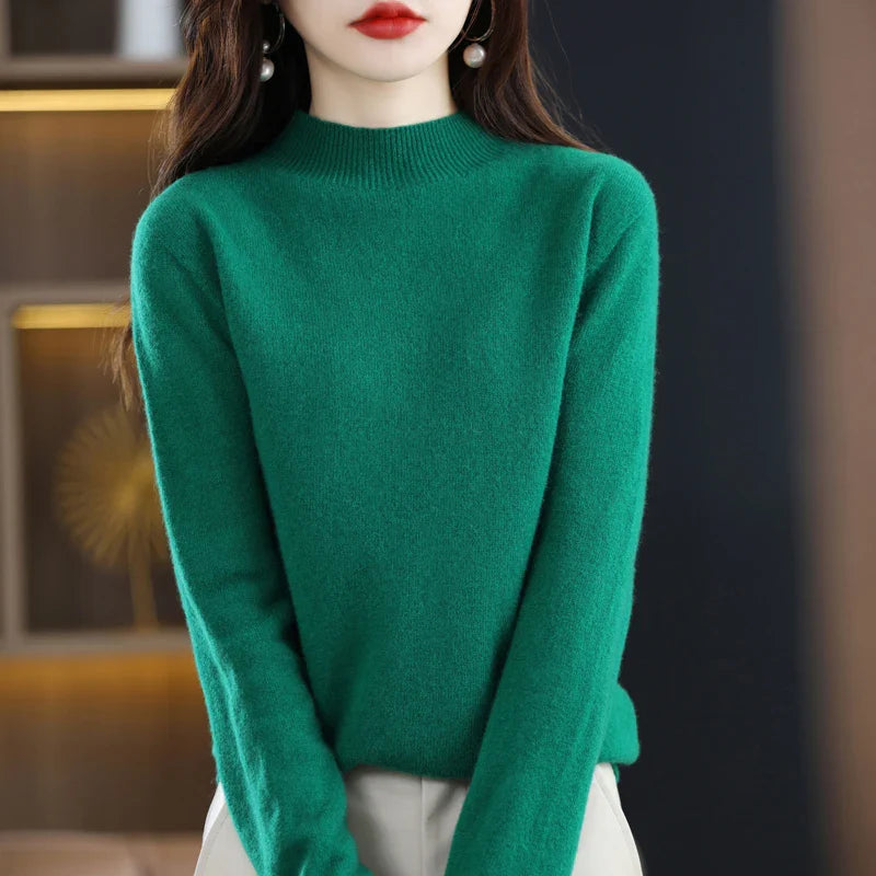 Damen Winterpullover mit hohem Rundhalsausschnitt