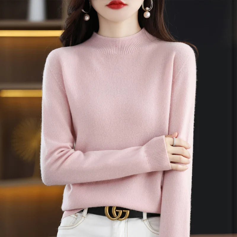 Damen Winterpullover mit hohem Rundhalsausschnitt
