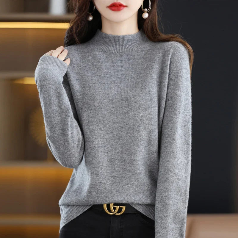 Damen Winterpullover mit hohem Rundhalsausschnitt