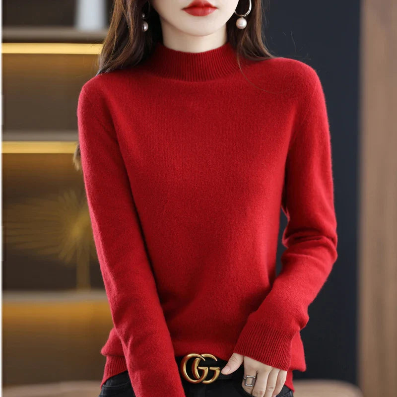 Damen Winterpullover mit hohem Rundhalsausschnitt
