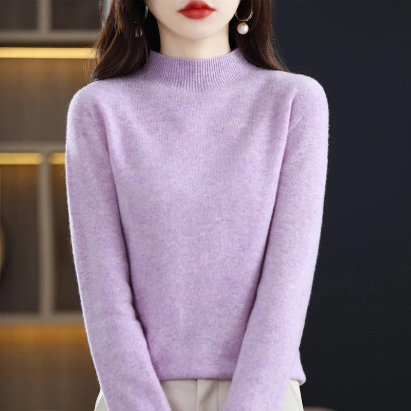 Damen Winterpullover mit hohem Rundhalsausschnitt