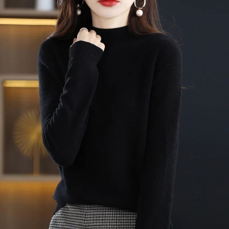 Damen Winterpullover mit hohem Rundhalsausschnitt