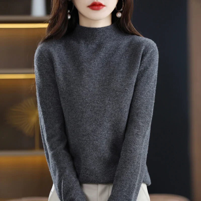 Damen Winterpullover mit hohem Rundhalsausschnitt
