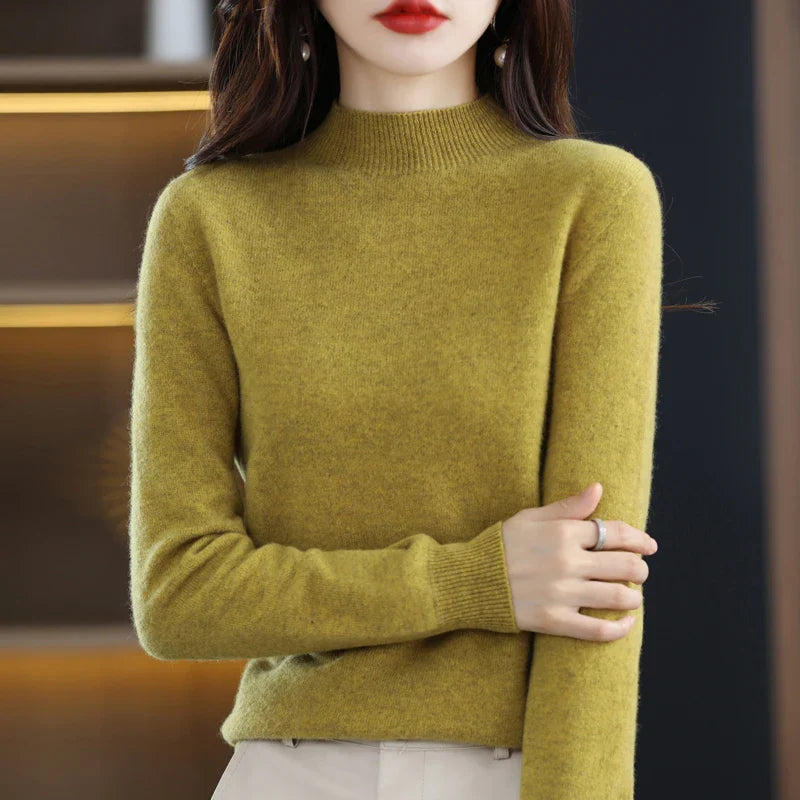 Damen Winterpullover mit hohem Rundhalsausschnitt