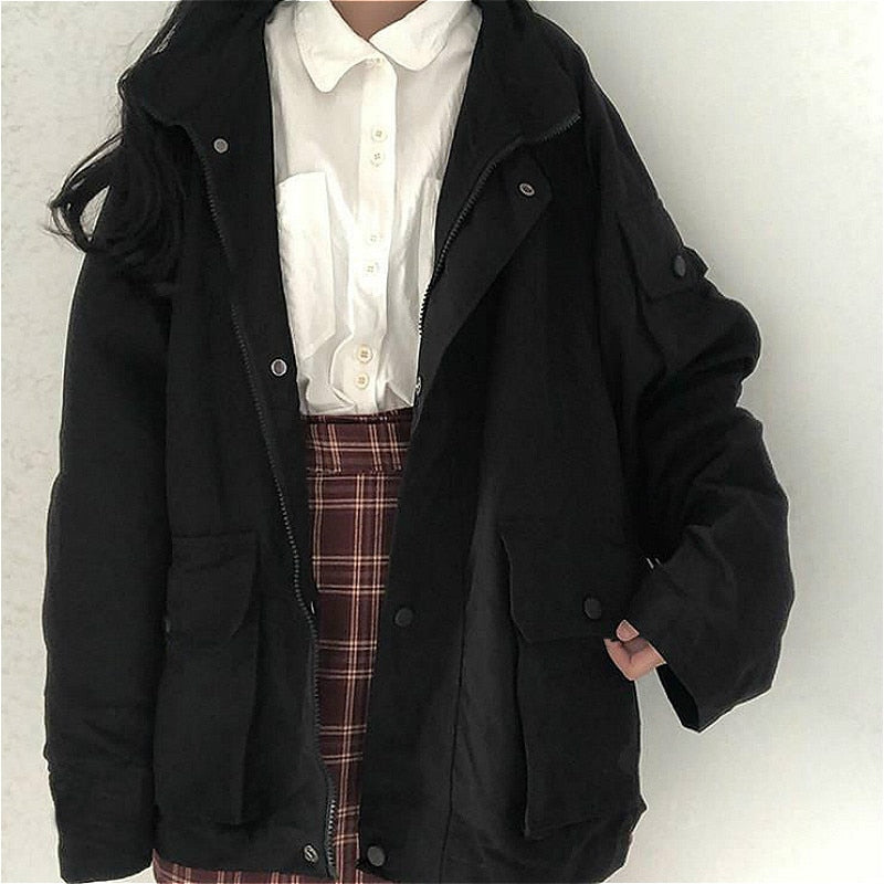Damen Winterjacke mit lockerem Schnitt und geradem Fall