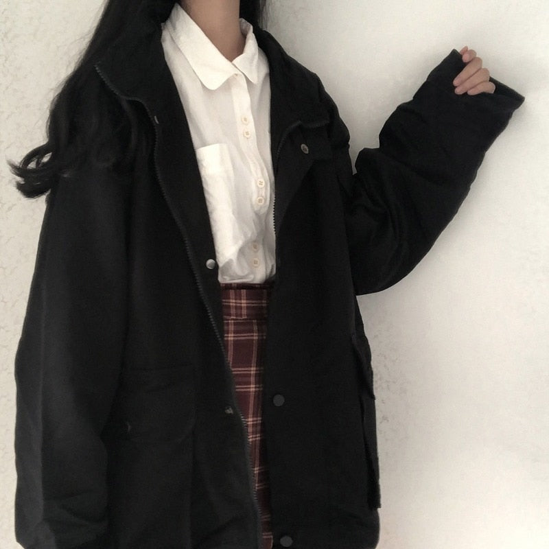 Damen Winterjacke mit lockerem Schnitt und geradem Fall