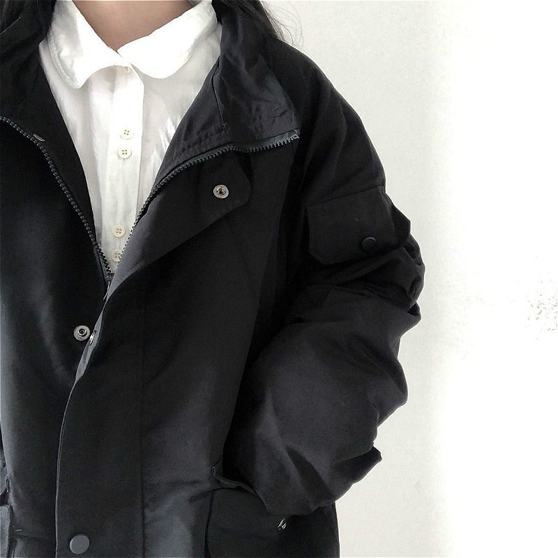 Damen Winterjacke mit lockerem Schnitt und geradem Fall