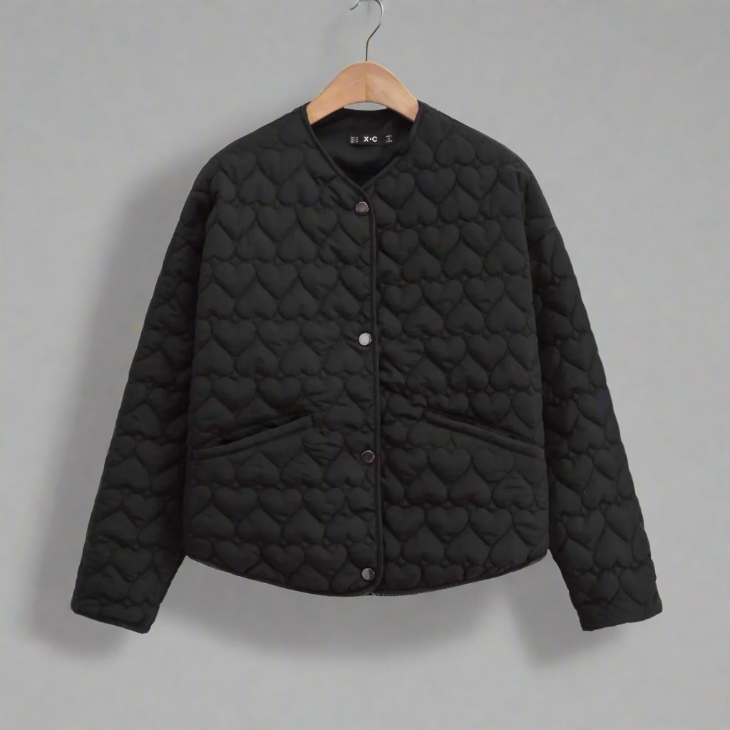 Damen Winterjacke mit Stufenverarbeitung und Herzdetail