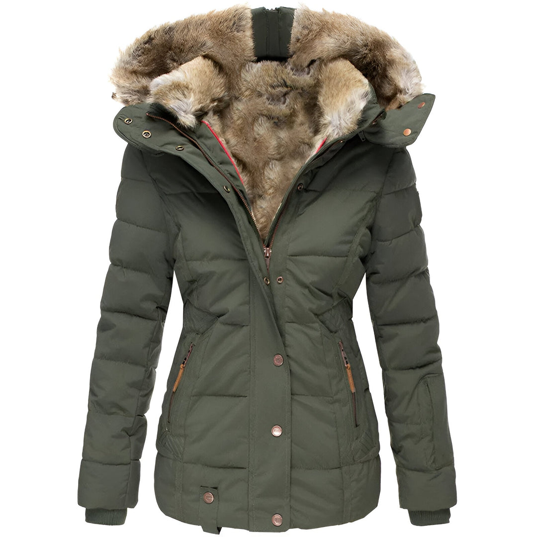 Schlanke Passform Winter Daunenjacke für Damen mit abnehmbarer Kapuze
