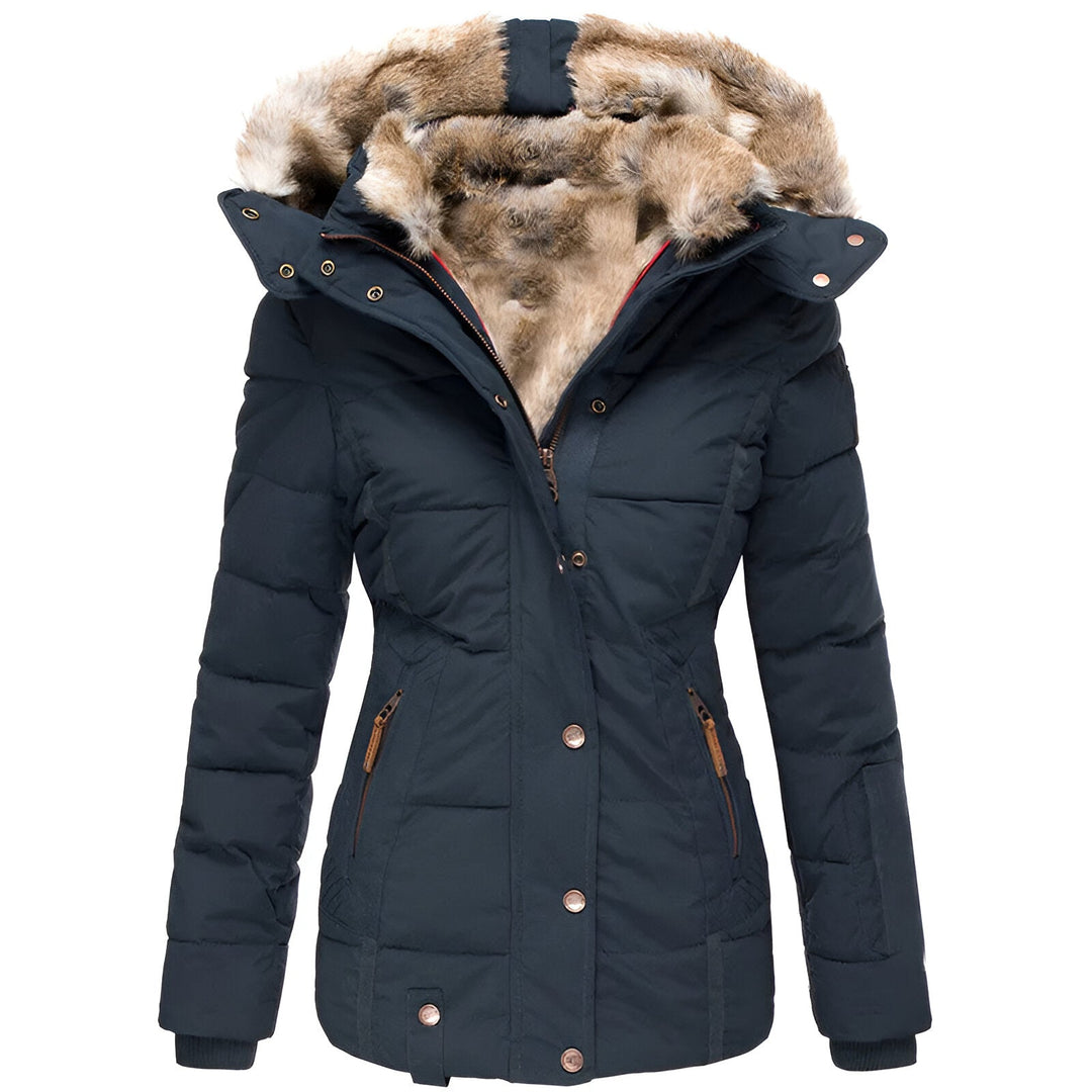 Schlanke Passform Winter Daunenjacke für Damen mit abnehmbarer Kapuze