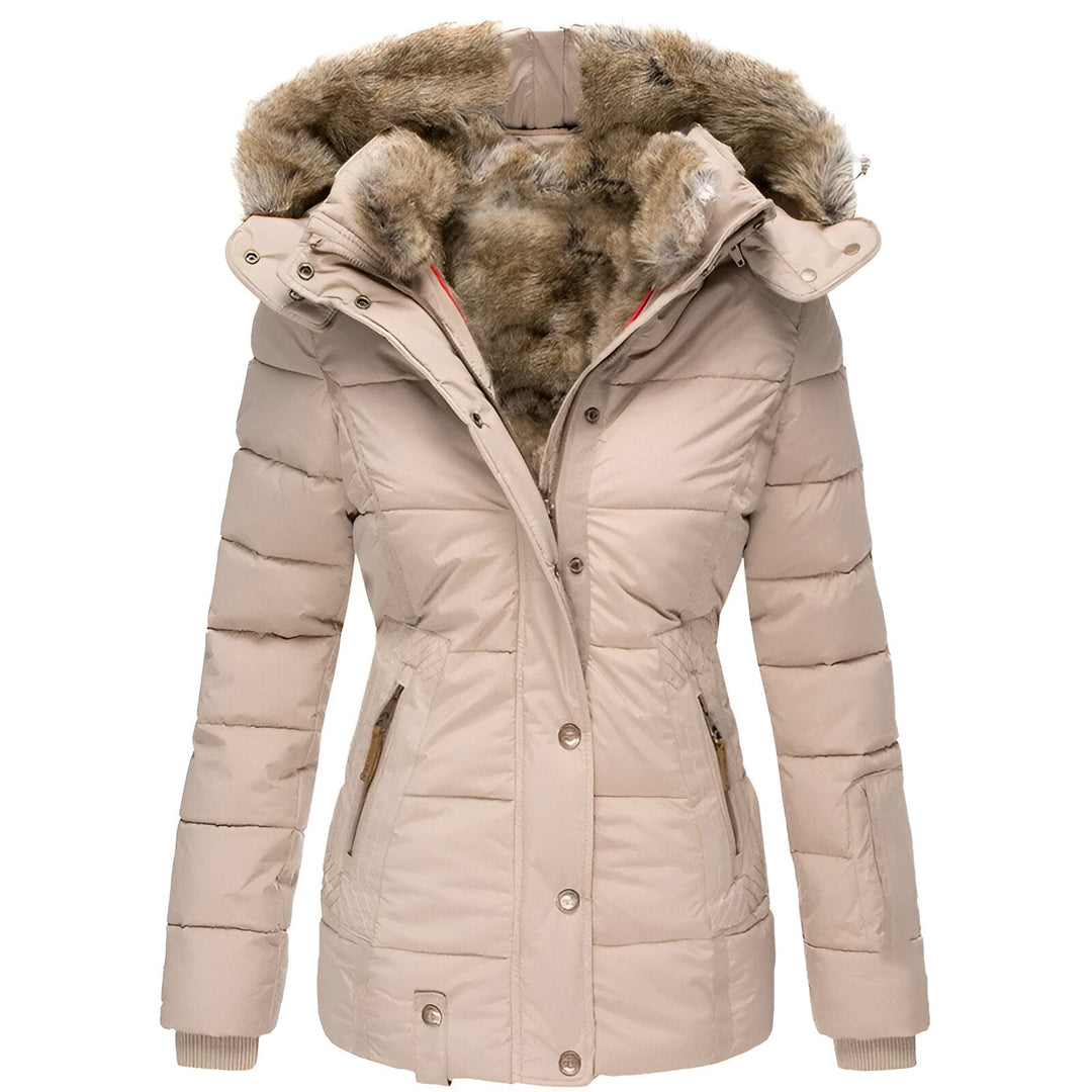 Schlanke Passform Winter Daunenjacke für Damen mit abnehmbarer Kapuze