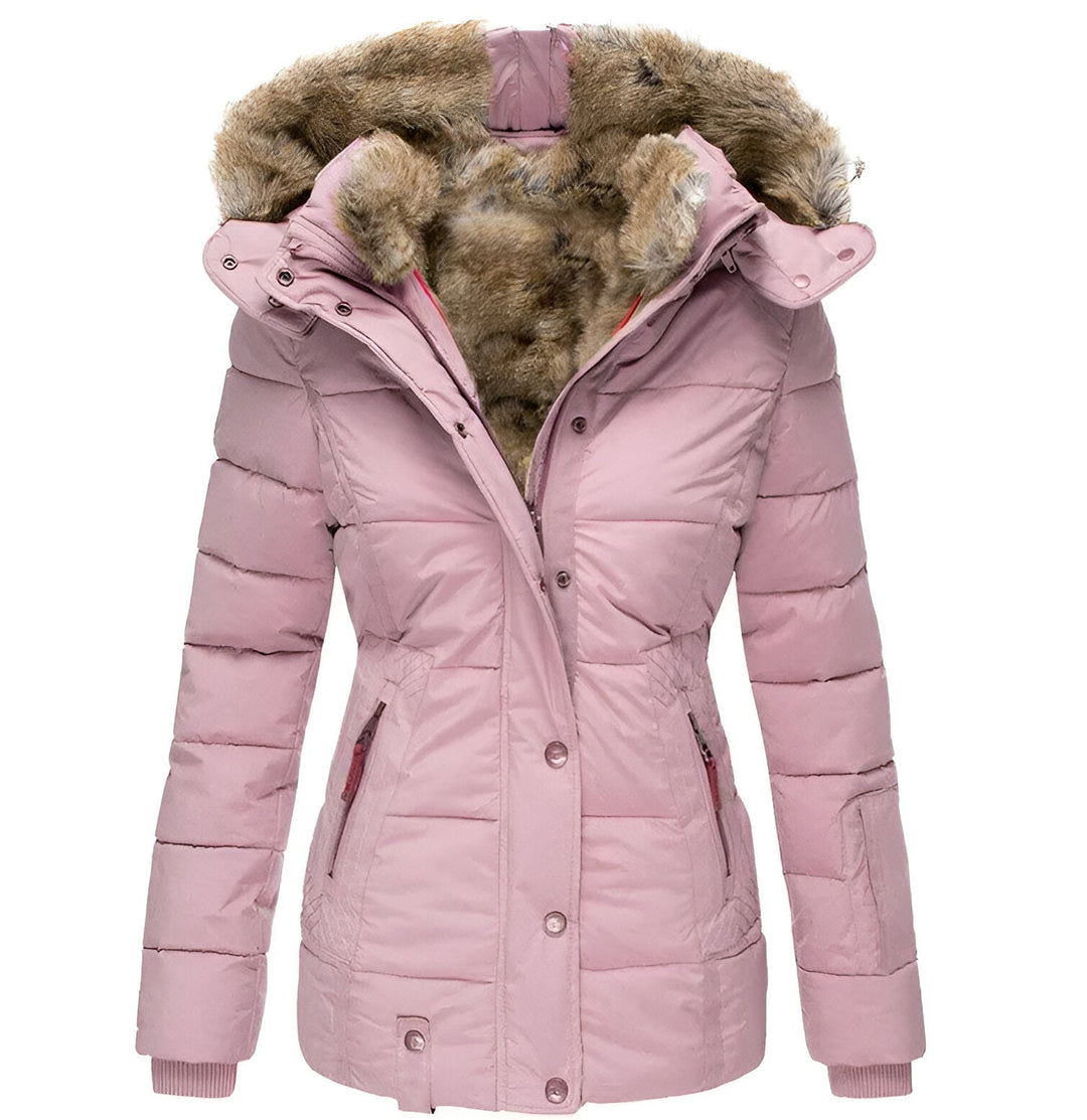 Schlanke Passform Winter Daunenjacke für Damen mit abnehmbarer Kapuze