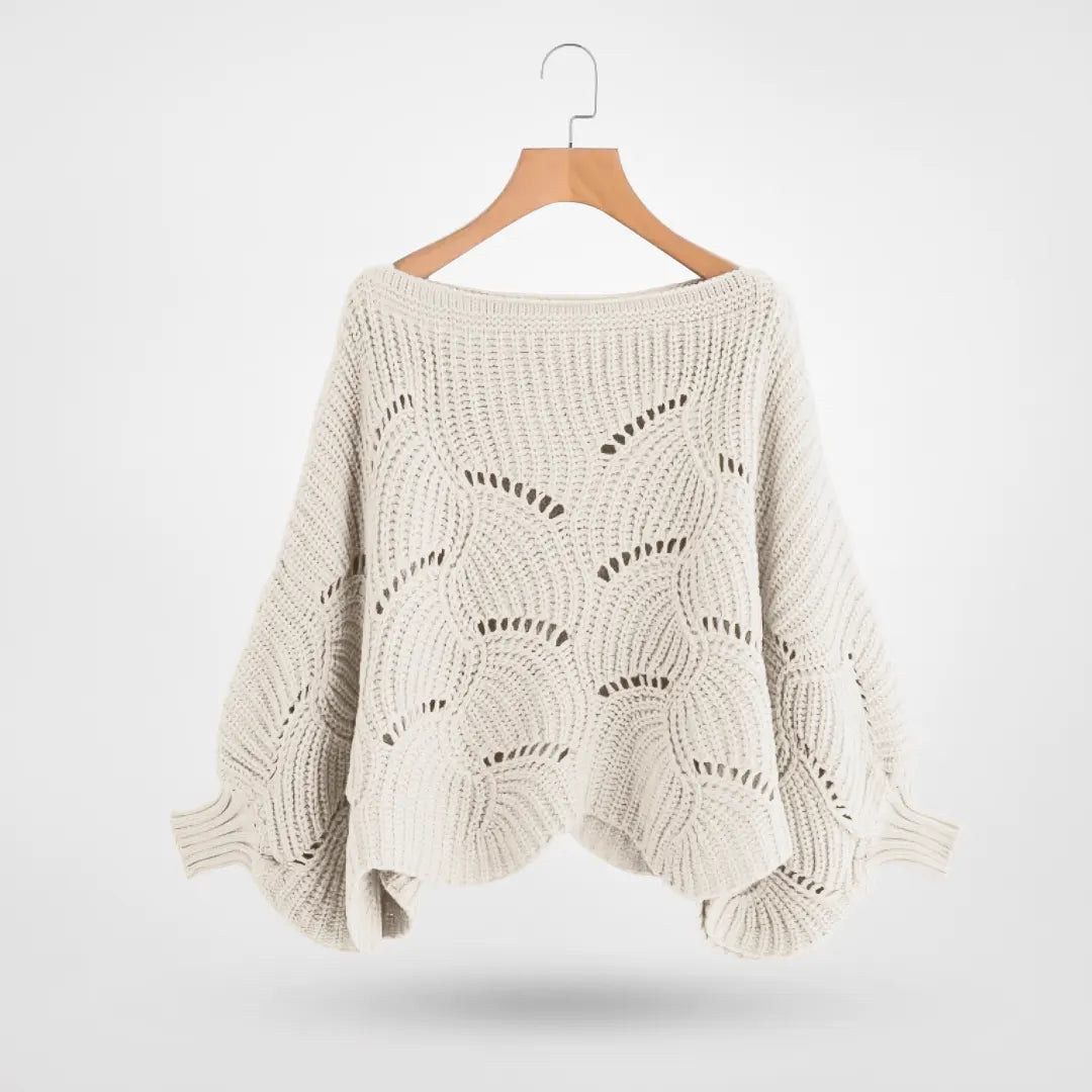 Strickpullover Damen mit gewellten Kanten für Winter