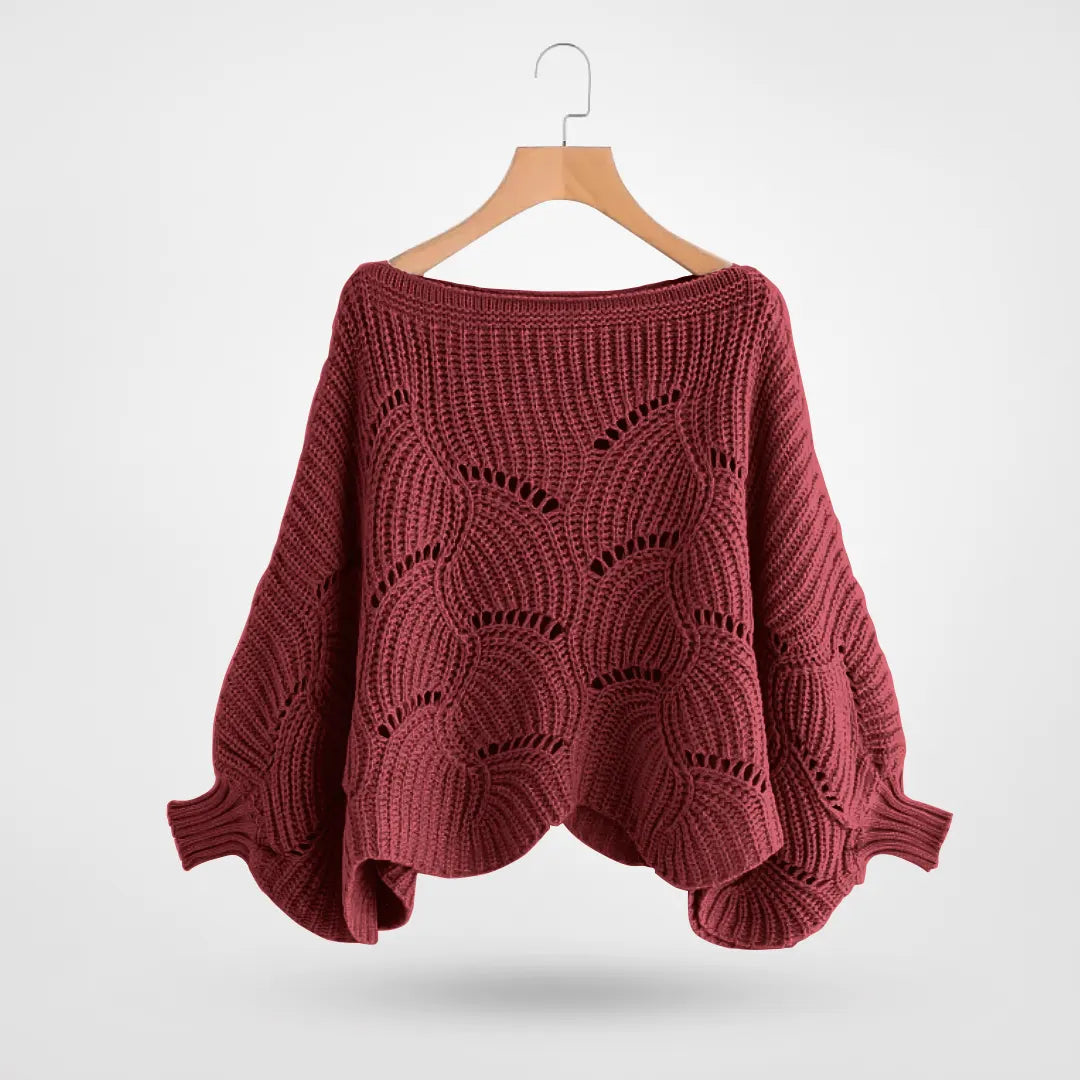 Strickpullover Damen mit gewellten Kanten für Winter