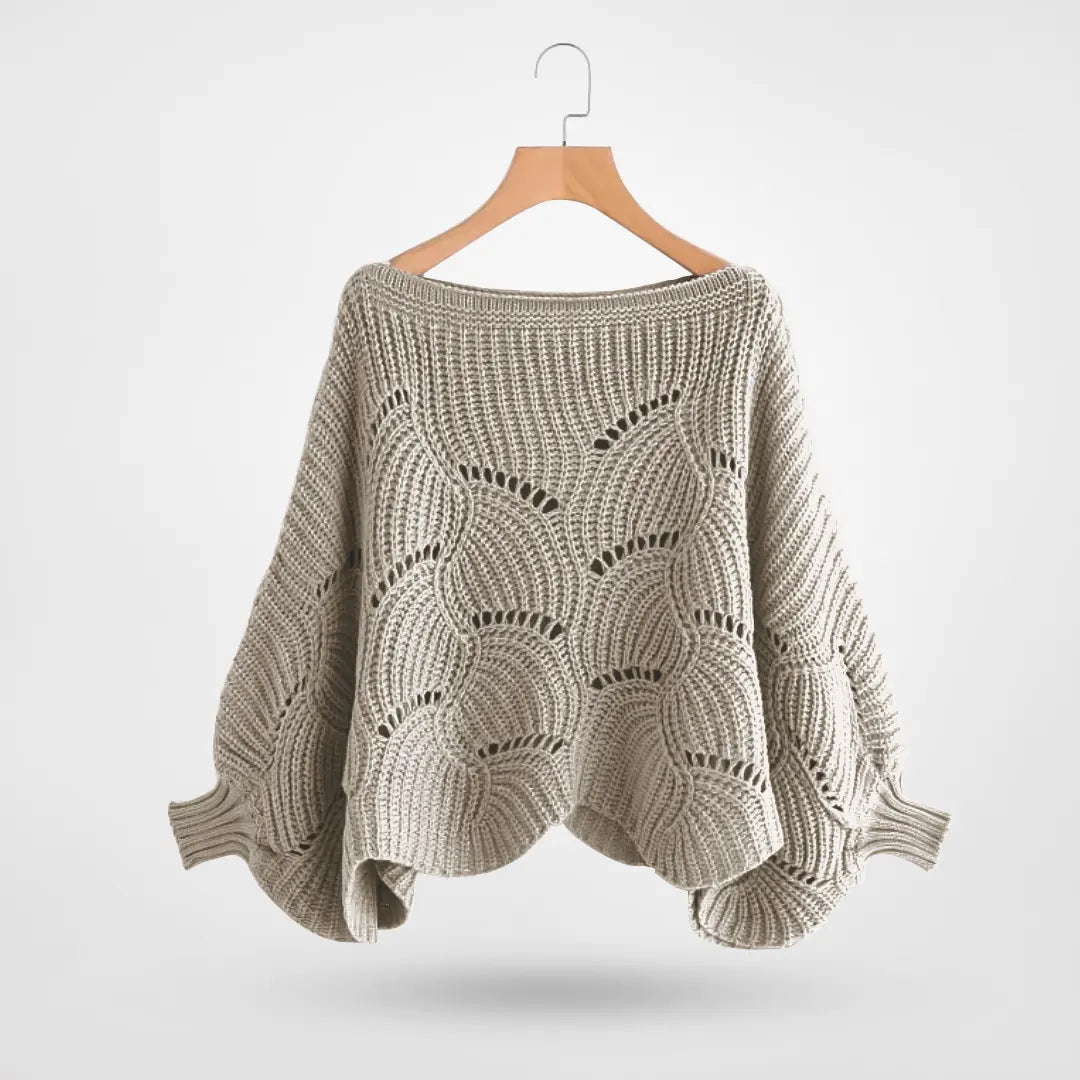 Strickpullover Damen mit gewellten Kanten für Winter