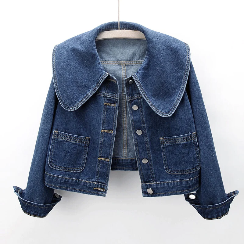 Damen-Denimjacke mit klassischem Schnitt und klarer Linienführung