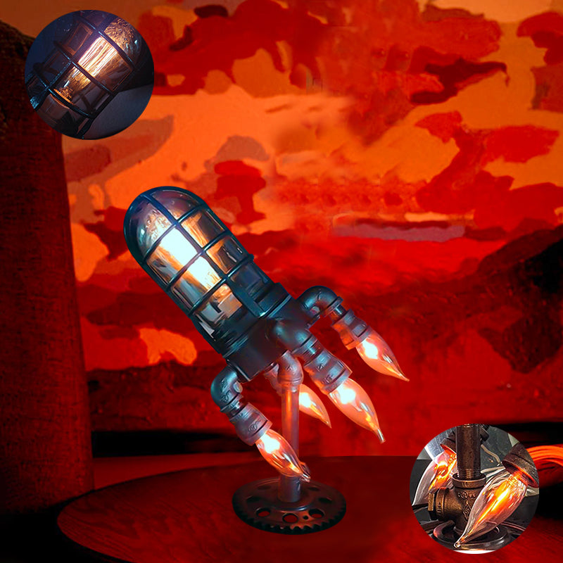 Vintage Steampunk Rocket Flame Tischlampe-6