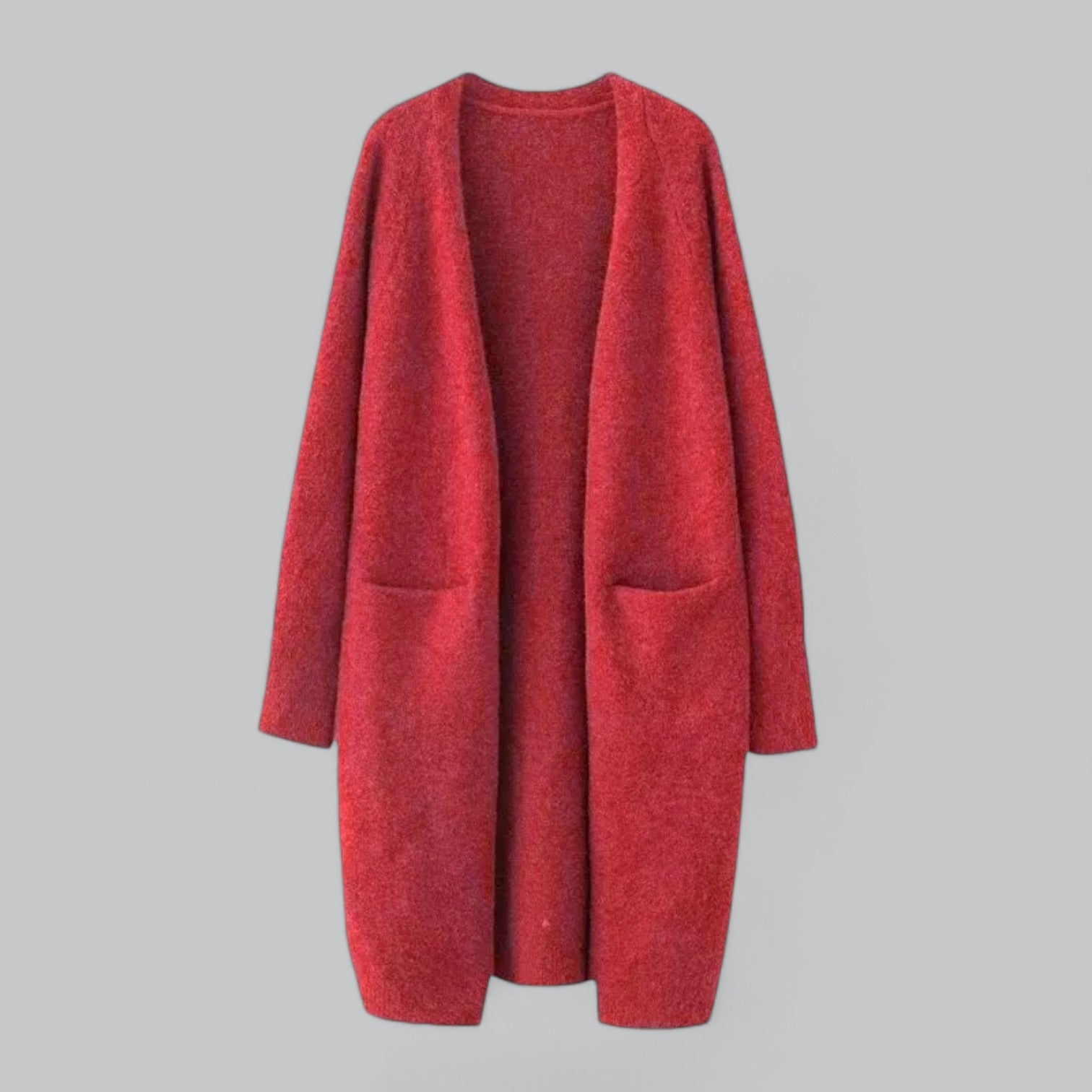 Lange offene Damen Strickjacke mit Taschen