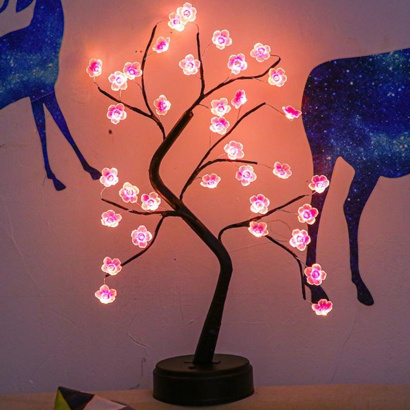 Blumige Bonsai Nachttischlampe-4