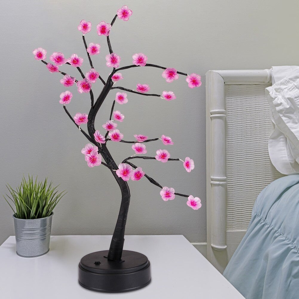 Blumige Bonsai Nachttischlampe-3
