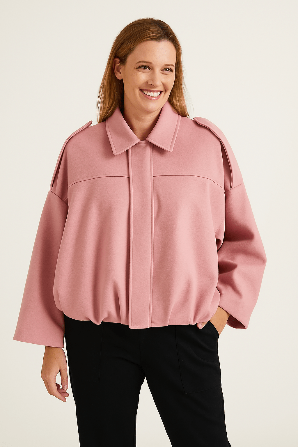 Damen Kurzjacke mit Ballonärmeln und Kragen