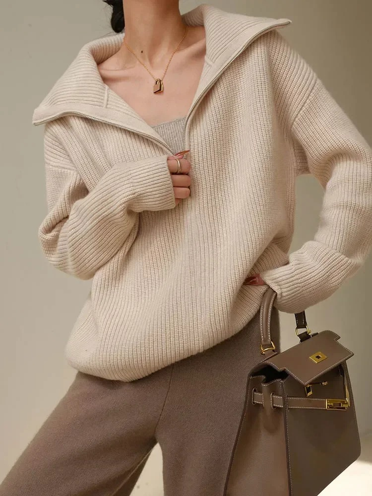 Damen Pullover mit Reißverschluss