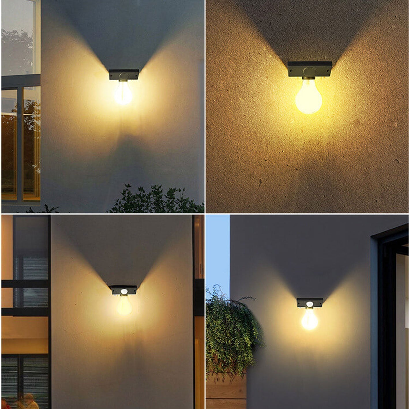 Moderne Wandleuchte Schwarz mit Körpersensor für Außenbereich - LED Solar Wandleuchte-5