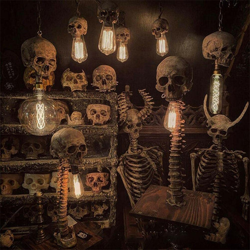 Horror Totenkopf mit Wirbelsäule Lampe-5