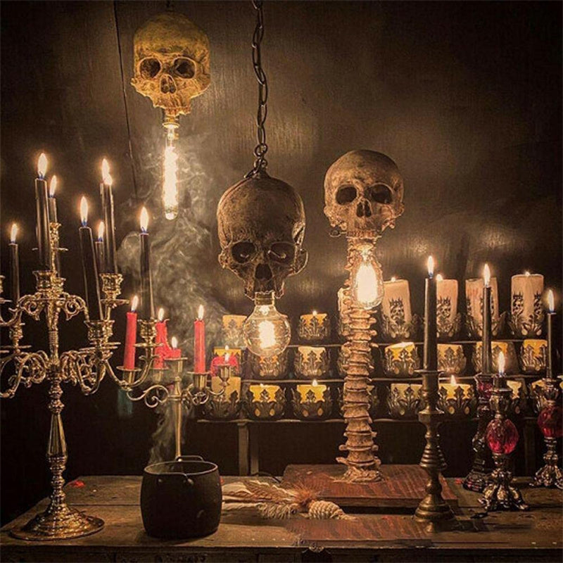 Horror Totenkopf mit Wirbelsäule Lampe-4
