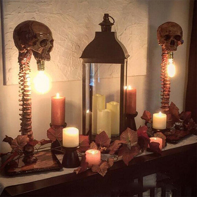 Horror Totenkopf mit Wirbelsäule Lampe-3