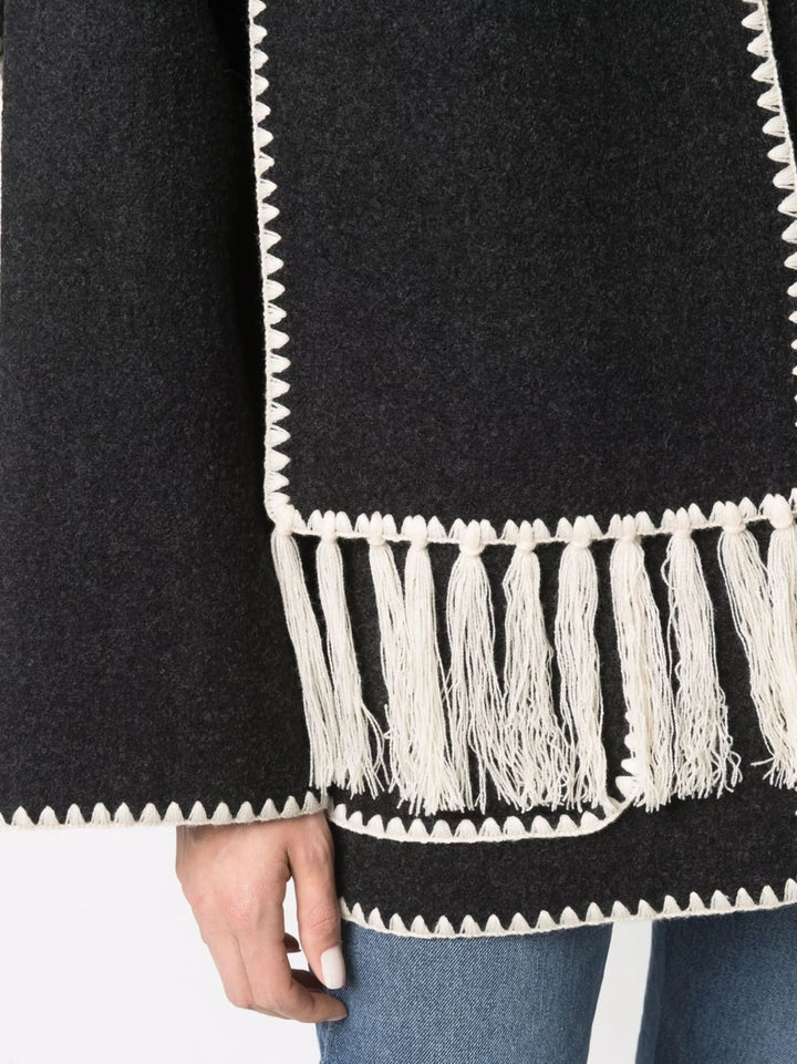 Damenmantel mit integriertem Schal