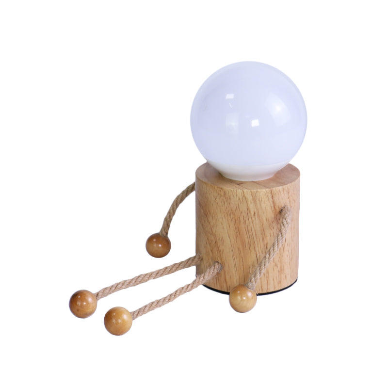 Puppenförmige LED Nachttischlampe aus Holz für Kinderzimmer - Charmante Tischlampe-3
