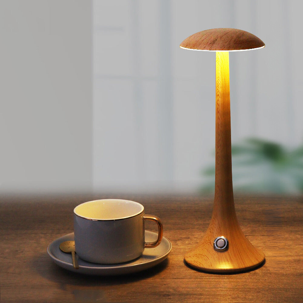 GlowMush | Stilvolle Holz-Tischlampe mit Akku-1