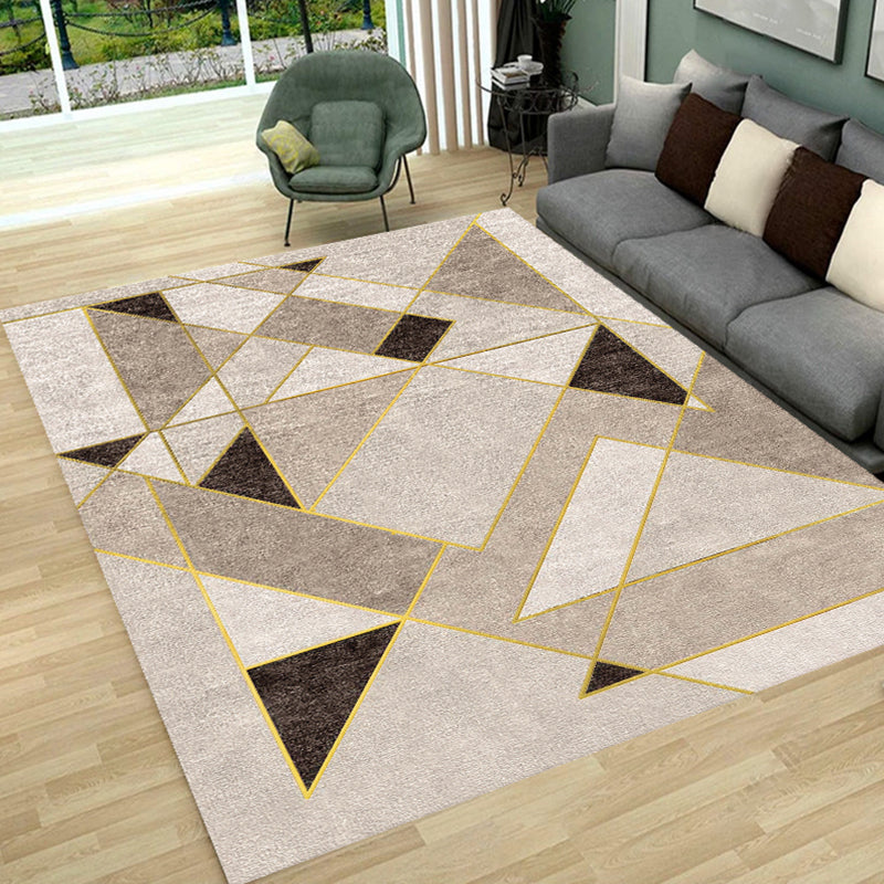 Moderner Teppich Wohnzimmer Geometrisches Design, Pflegeleicht und Rutschfest 1