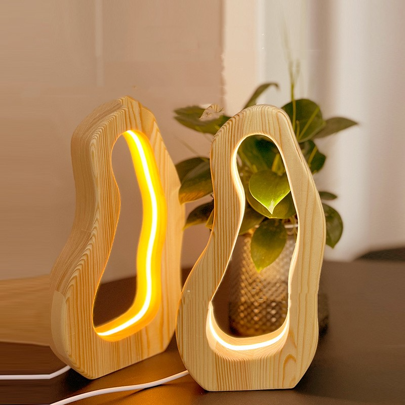 Moderne Nachttischlampe aus Holz im Skandinavischen Design für Stilvolle Schlafzimmerbeleuchtung-2