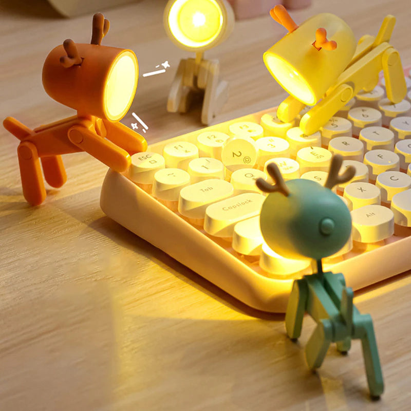 Mini-LED-Nachtlicht mit niedlichen Cartoon-Tieren, Welpen und Hirschen, verstellbare kleine Telefonhalter-Schreibtischlampe-4