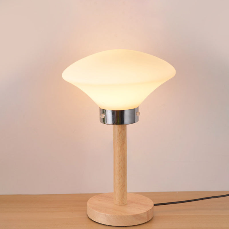 Variant image for Moderne Nachttischlampe aus Holz mit satiniertem Glas und elegantem Design-3