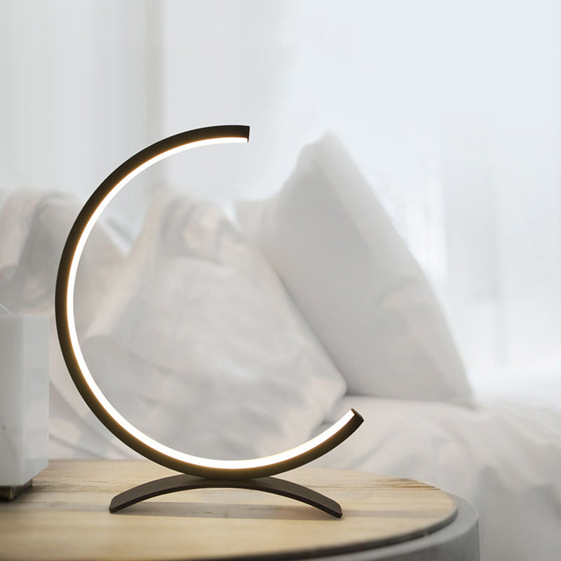 Moderne Nachttischlampe Schwarz mit Eleganter Acrylbasis und LED Beleuchtung-1
