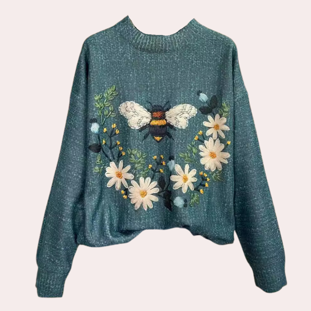 Damenpullover mit Blumenmuster