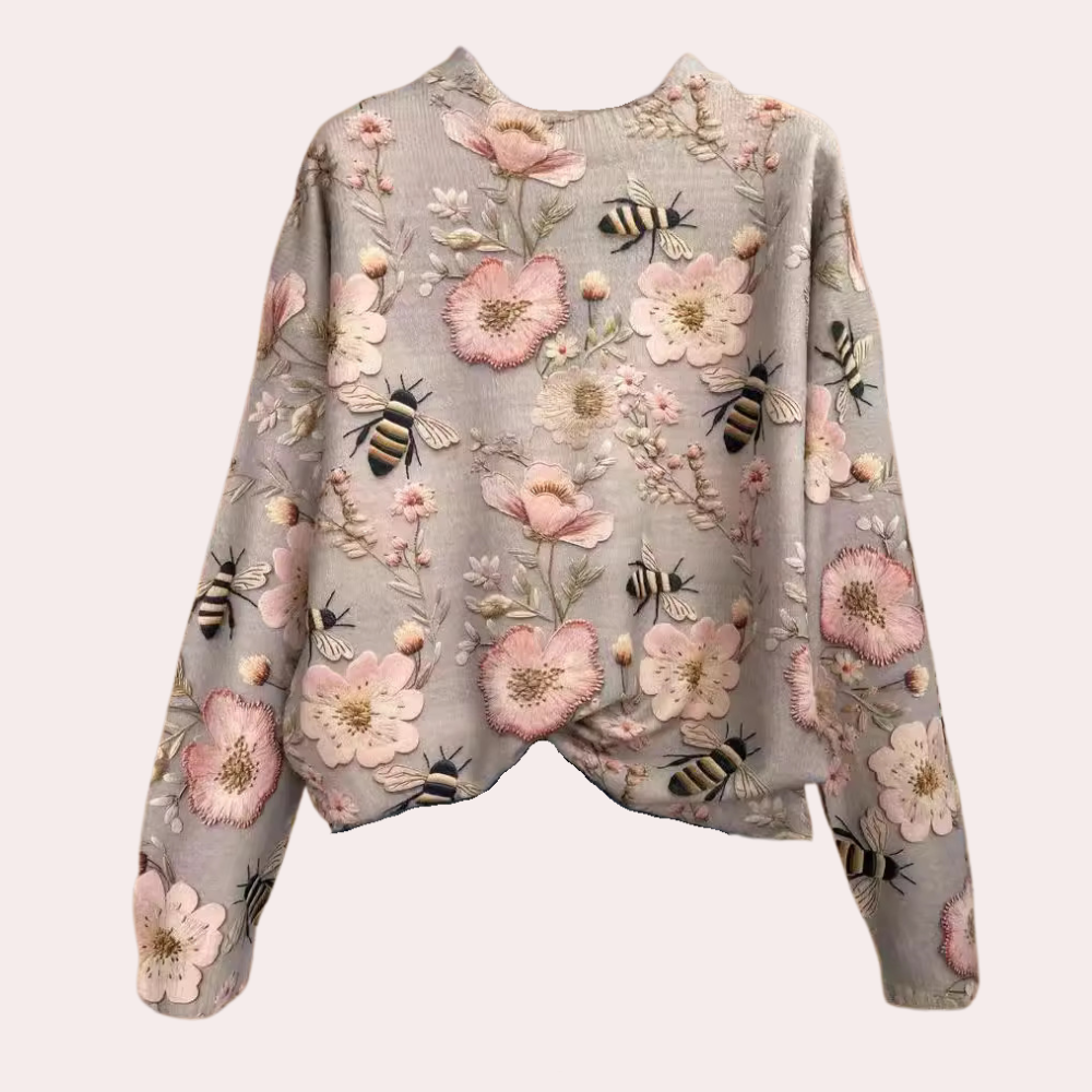 Damenpullover mit Blumenmuster
