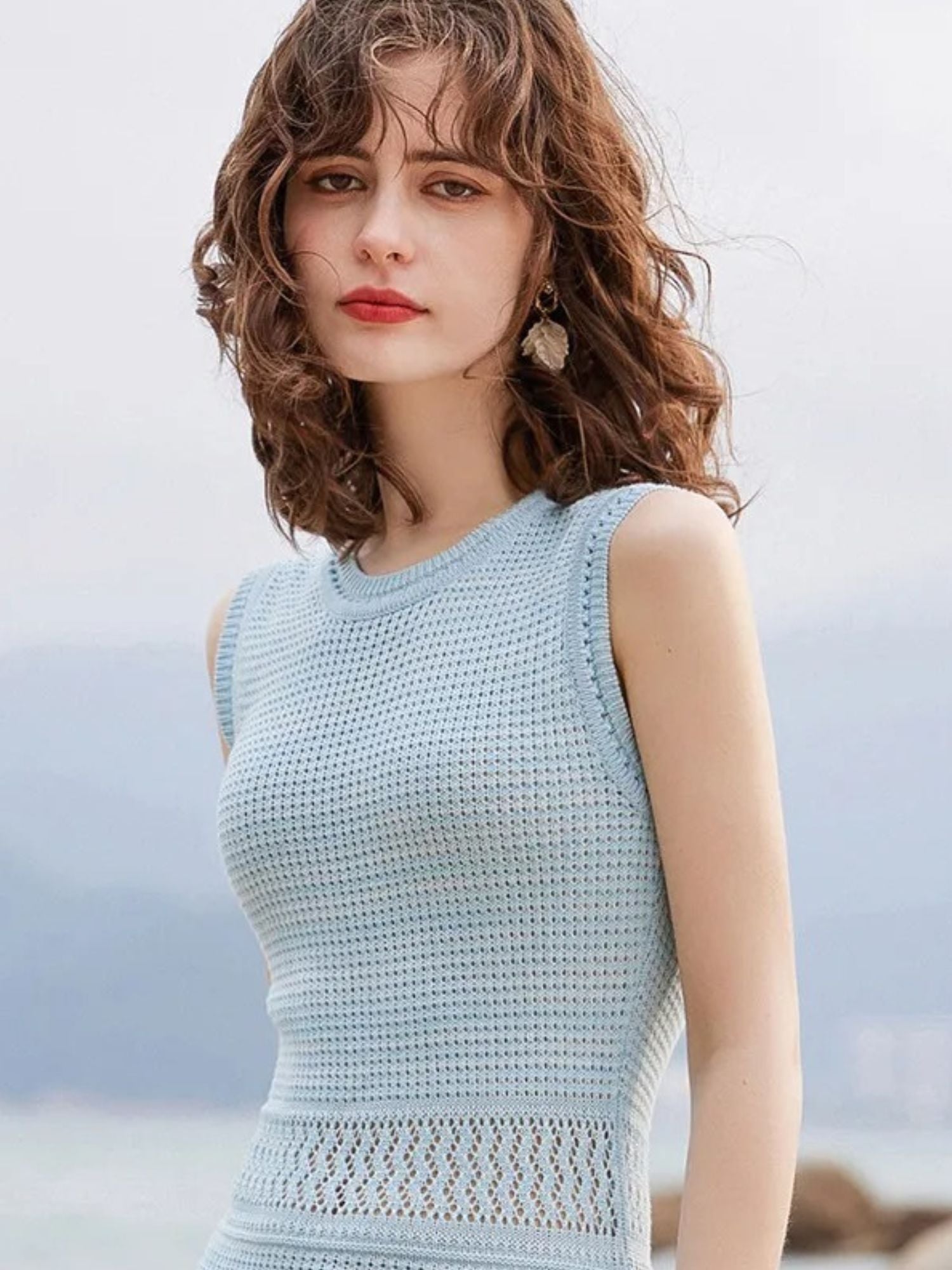 Ärmelloses Strickkleid in A-Linie für sommerliche Anlässe