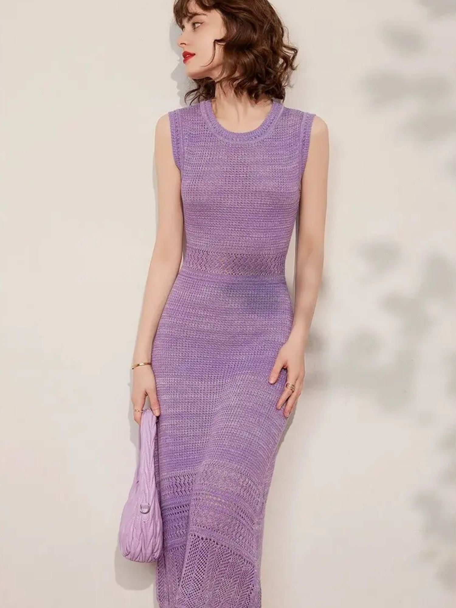 Ärmelloses Strickkleid in A-Linie für sommerliche Anlässe