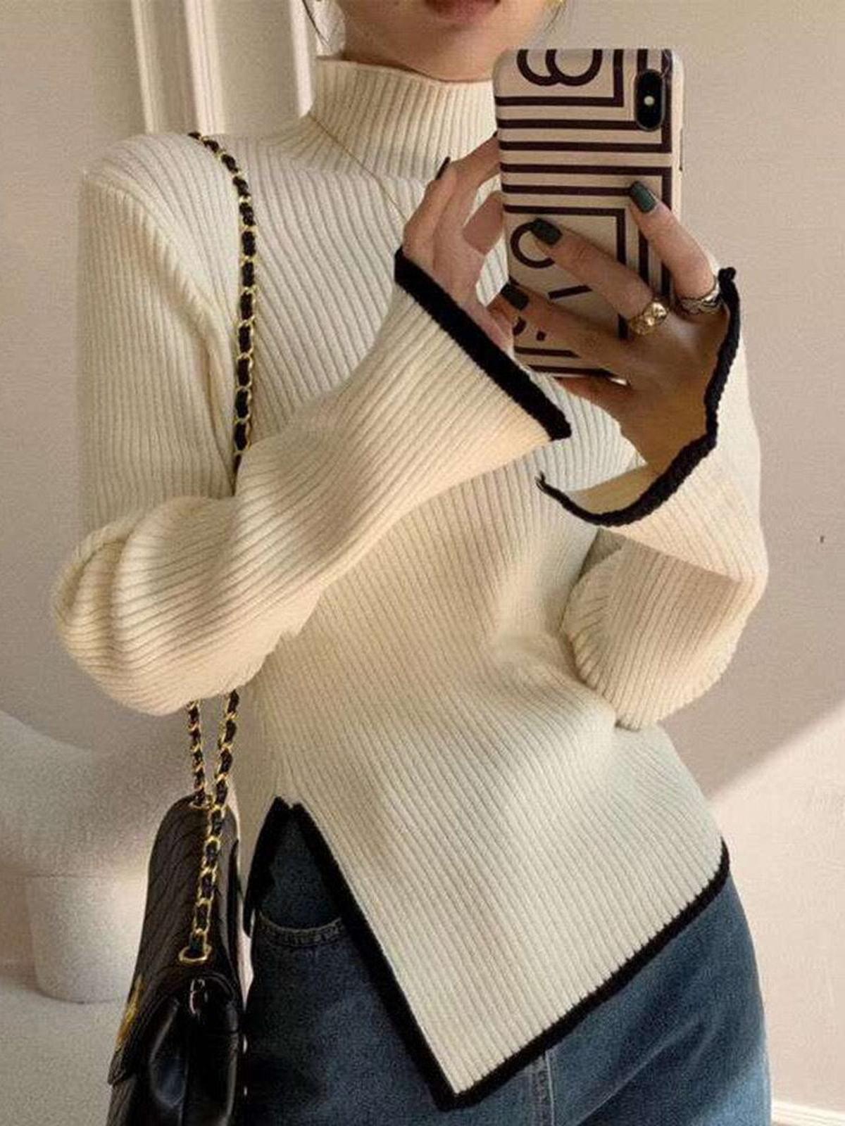 Asymmetrischer Winterpullover Damen